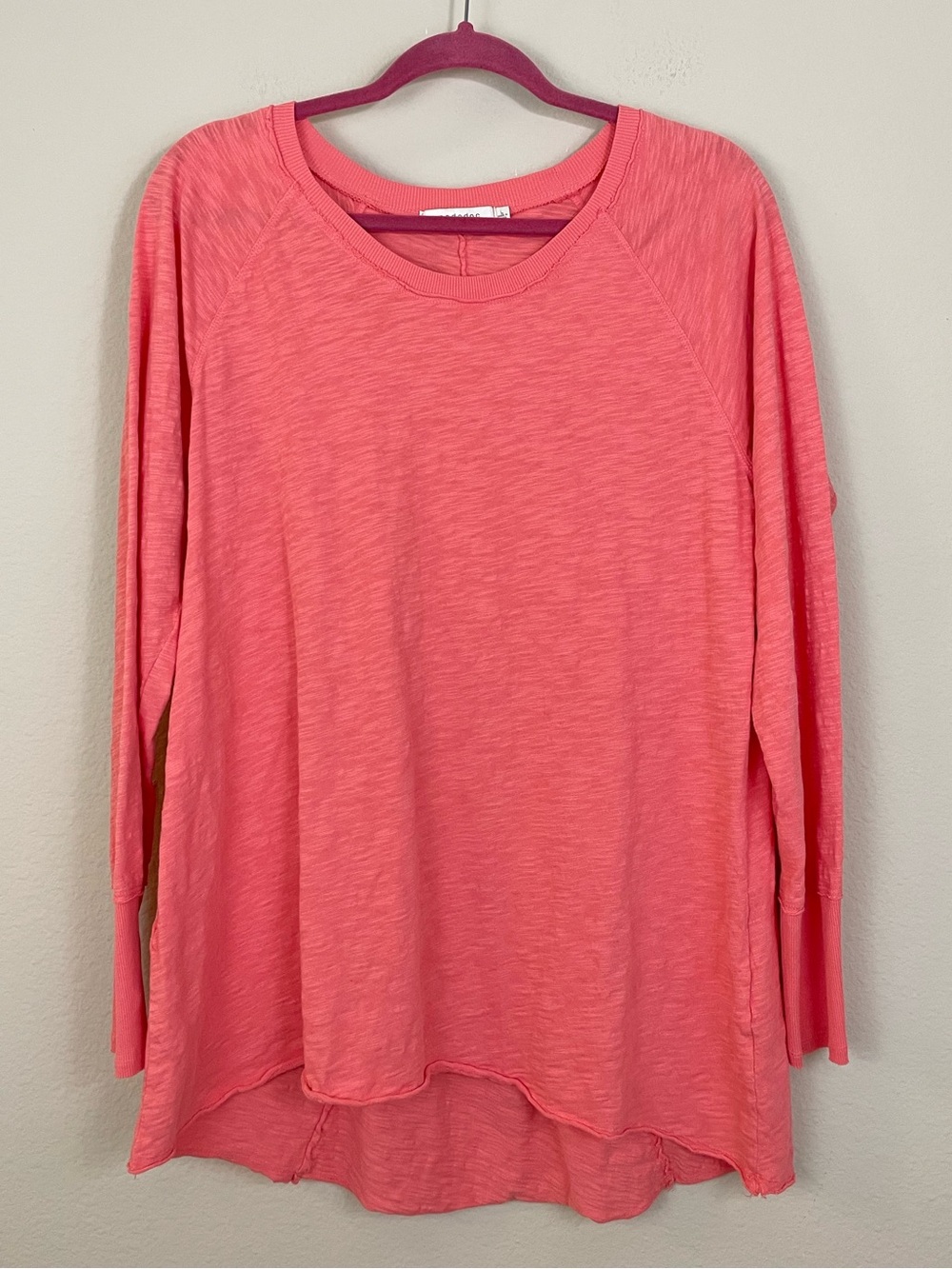 Sundance Mododoc Coral Long Sleeve‎ Slub Cotton Hi Relaxed Low Tunic Size L